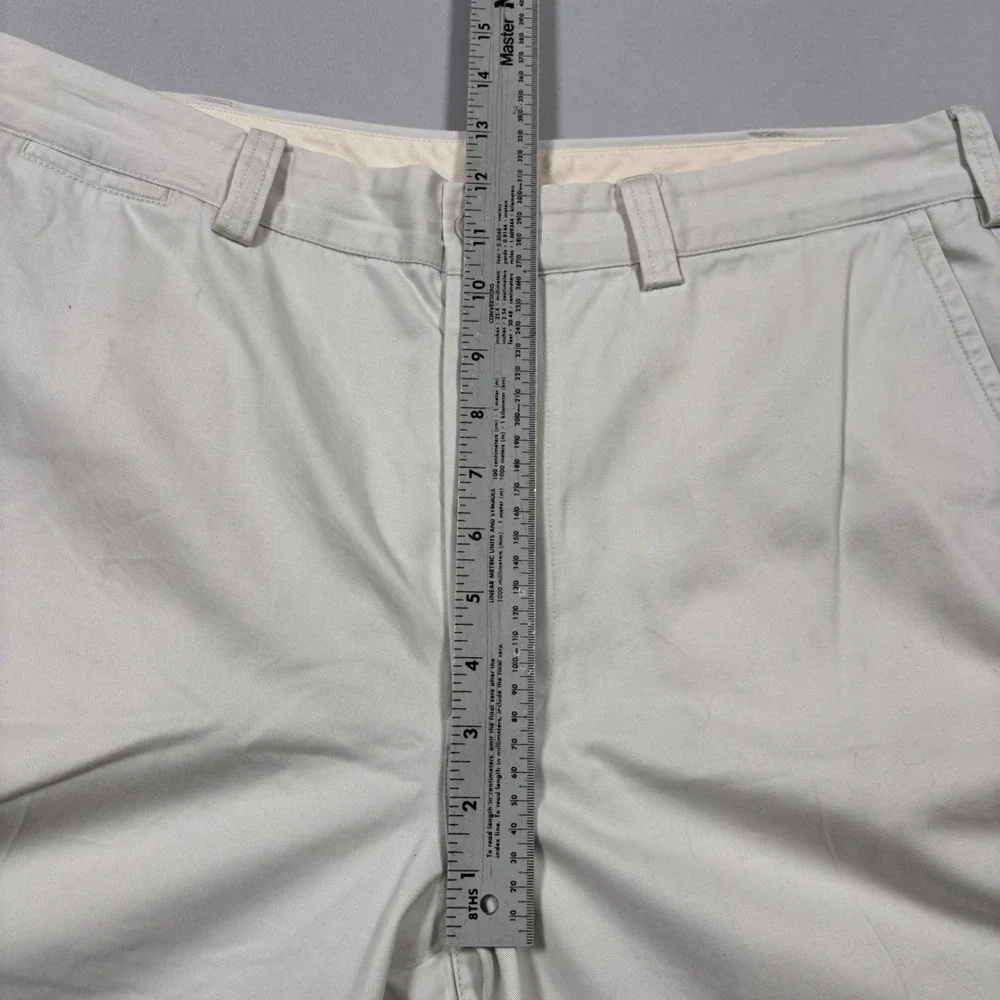 LL Bean Chino Pants Mens 38x34 (fits 37) Stone Khaki Cotton Twill Flat Front